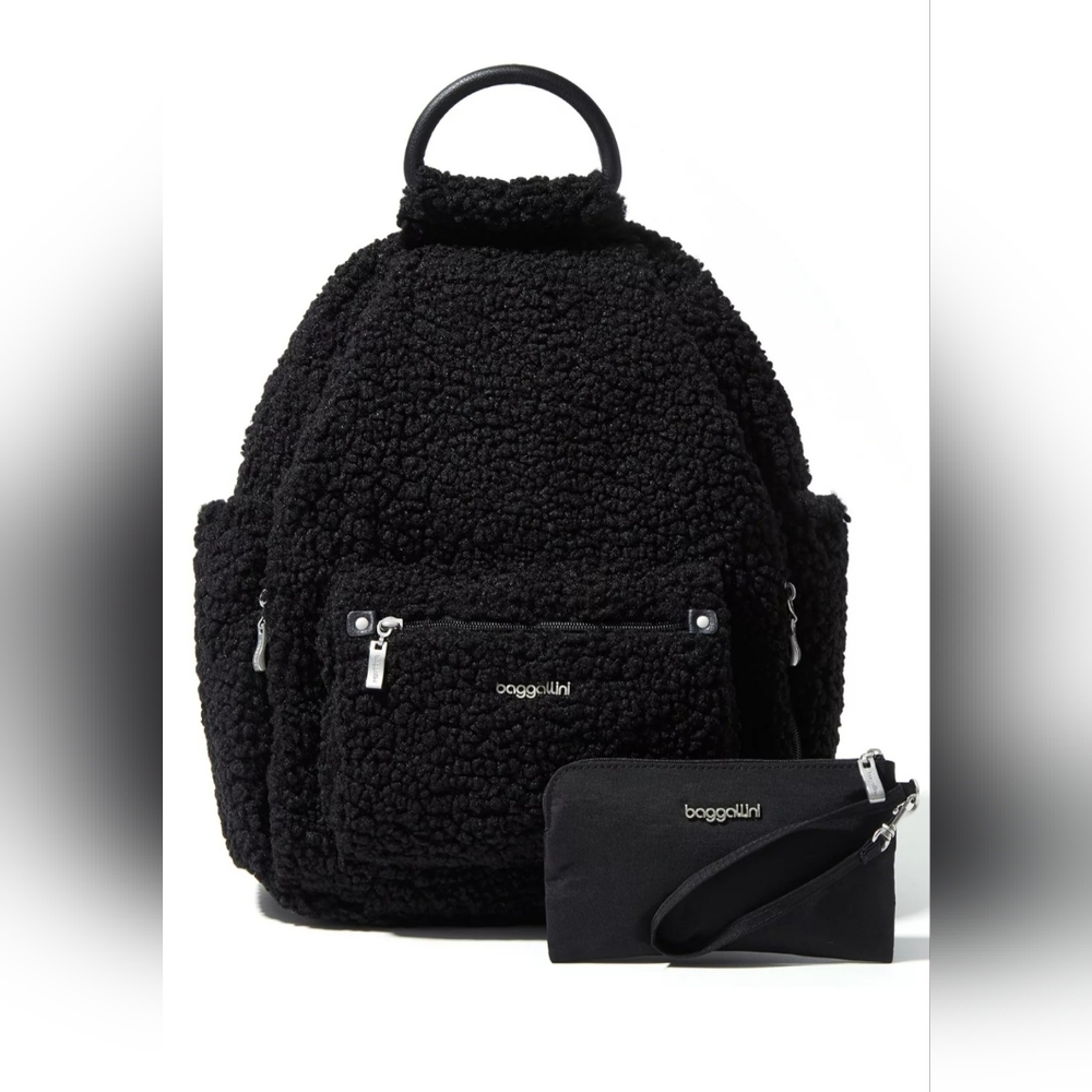 Baggallini All Day Backpack Black Shearling
